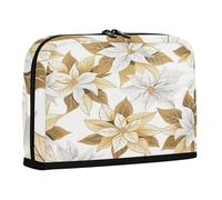 sanluoli Pencil Holder Large Capacity Upright Storage Bag With Compartment Stationery Pencil Case for Kids Grade School Supplies Floral Poinsettia Gold White