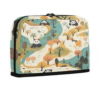 sanluoli Pencil Organizer Case Large Capacity Cosmetic Bag Simple Case Pencil Holder for College Student Travel Cute Panda Maps Autumn