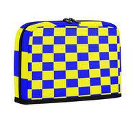 sanluoli Pencil Organizer Case Large Capacity Makeup Pouches With Slot Multi-Purpose Bag for Boys Travel Buffalo Plaid Check Blue Yellow