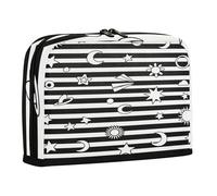 sanluoli Pencil Organizer Case Large Capacity Pen Bag Cute Stationery Storage for Preppy College Black White Stripes Sun Moon Star