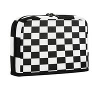 sanluoli Pencil Organizer Case Large Capacity Upright Storage Bag Lightweight Coin for Girls School Buffalo Plaid Check Black White