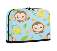 sanluoli Pencil Pen Case Large Capacity Make Up Bag Cute Stationery Bag for Girls Kindergarten Cute Monkey and Bananas Glory Blue