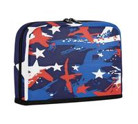 sanluoli Pencil Pen Case Large Capacity Make Up Bags With Zipper Stationery Organizer for Kids High School Supplies Independence Day Red White Blue