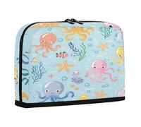 sanluoli Pencil Pen Case Large Capacity Upright Storage Bag Portable Stationery Organizer for Nurse High School Cute Cartoon Sea Creatures