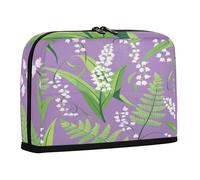 sanluoli pencil pouches Large Capacity Makeup Pouches High Capacity Stationery Organizer for Teens School Supplies Lilies and Ferns Purple