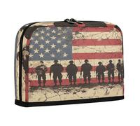 sanluoli pencil poucheses Large Capacity Makeup With Slot Stationery Storage for Teacher Elementary American Flag Soldiers