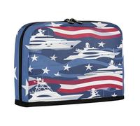 sanluoli Pencil Storage Case Large Capacity Make Up Bags Sturdy Stationery Pencil Case for Kids High School Supplies Flag Yacht2 4th Of July Independence Day