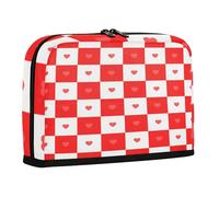 sanluoli Pencil Storage Case Large Capacity Makeup Bag Large Stationery Organizer for Teen Girls School Supply Buffalo Plaid Check Red White Heart