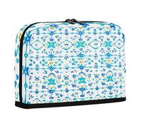 sanluoli Pencil Storage Case Large Capacity Makeup Pouches Multifunctional Desk Organizer for Teen Elementary Boho Simple Style Tropical Patterns Blue