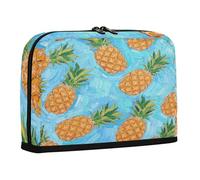 sanluoli Pencil Storage Case Large Capacity Pen Case Cosmetic With Zipper Stationery Bag for Girls Elementary Art Painting Blue Fruit Pineapple