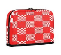 sanluoli Pencil Storage Case Large Capacity Pen Case Cosmetic Zippered Storage Organizer for Teen Girls High School Buffalo Plaid Multi Check Red White