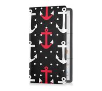 sanluoli Polka Dot Black White Red Ocean Premium Leather Registration and Insurance Card Holder Auto Truck Comparment Accessories Case for Any Car, Truck, Motorcycle, Trailer or Boat