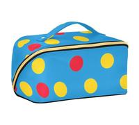 sanluoli Polka Dot Celeste Azure Cosmetic Bag with dividers Waterproof Large Make Up Bag Travel-Size Accessories