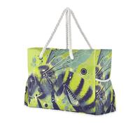 sanluoli Pop Art Bee Lime Green Large Capacity Duffel Bags For Traveling with side pocketes Travel Tote Bags for Travel Gym Vacation