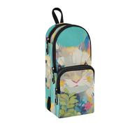 sanluoli Pop Art Chinchilla Mint Green Nylon 3 Compartments School Pencil Bag Big Capacity Pencil Cases For Teen Stationery for Women College 1600ml