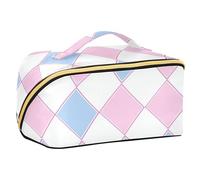 sanluoli Powder Blue Square Makeup Bags with dividers Essentials Cosmetic Bag For Purse Vertical Free-Standing