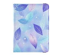 sanluoli Purple Blue Galaxy Starry Leaves Leather Passport Card Holder Cover Combo Passport Case Passport Cover with RFID Blocking Lightweight