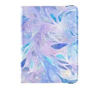 sanluoli Purple Blue Galaxy Starry Leaves Leather Passport Holder Cover Wallet Wallet Combo Document Organizer Holder Accessories Ultra Slim