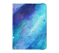 sanluoli Purple Blue Galaxy Starry Waves Leather Passport and Vaccine Card Holder Combo Vaccine Card Holder Cover Combo Passport Holder Combo with Vaccine Card Slot Waterproof