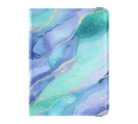 sanluoli Purple Blue Galaxy Starry Waves Leather Passport Holder Cover Wallet Vaccine Card Holder Cover Combo Passport Cover Holder Wallet Case Lightweight