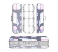 sanluoli Purple Peach Polar Bear Plastic Box For Pencils Double-Deck Boxes Pens Case For Stationery With Snap-Tight Lid