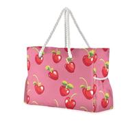 sanluoli Rainbows Cherry Red Sturdy Tote Bag Travel with side pocketes Work Tote Bags with cup holders on the side