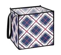 sanluoli Red Blue Ckecered Plaid storage bin for cloth folding small organizers and storage basket 13x13x13 In