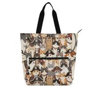 sanluoli Retro Cartoon Pirates Cat Kids Book Tote for Kids Adults, Gothic Sturdy Teacher Tote Bags Handbags with Inner Pockets for School and Playtime Rainbow school supplies