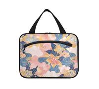 sanluoli Rich Chinese Watercolor Flowers hanging travel bag toiletry kit with hook, designer foldable brush bag for accessories for women work maletín para maquillaje, Rich Chinese watercolor flowers