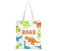 sanluoli Roaring T-rex Ankylosaurus White Fluorescent Green Canvas Tote Bag Large Capacity Canvas Bag For Women for Work,DIY Projects,Shopping 16"x15" school essential