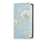sanluoli Roses Golden Leaves Pastel Retro Pu Leather Registration and Insurance Card Holder Truck Accessories for Cards, Essential Document Driver License