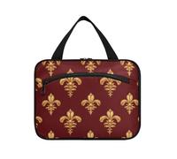 sanluoli Royal Pattern Gold Red Valentine's Day2 hanging travel makeup bagarge with hook, designer collapsible quilted makeup bag for traveler gym maleta para maquillaje