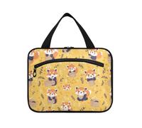 sanluoli Safari Cuteesser Panda Yellow hanging travel tote bags for women with hook, designer fashion make up bag for accessories for women bathroom maletín para maquillaje, safari cute lesser panda
