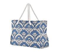 sanluoli Scallop Blue Sturdy Tote Bag Women with side pocketes Shoulder Weekender Overnight with cup holders on the side