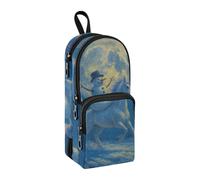 sanluoli Snowman Riding unicorns Oil Painting Nylon 3 Compartments Pencil Bags For Girls study&multifunctional Pencil Cases Stationery Bag for Teen Elementary 1600ml