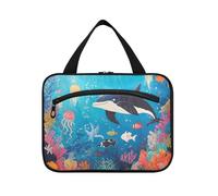 sanluoli Some Dolphin Sea Animals Blue hanging toiletry bag hanging travel with hook, designer waterproof makeup bag organizer for cruise travel bathroom bolsos para hombre, Some dolphin sea animals