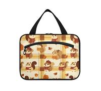 sanluoli Squirrel Cute Autumn Yellow Brown hanging travel toiletry bag for women with hook, designer cute hanging toiletry bag for travel essentials toilet bolso de para mujer, squirrel cute autumn