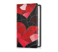 sanluoli Stained Glass Red Black Valentine's Day Leather Registration and Insurance Card Holder Wallet Accessories Case for Any Car, Truck, Motorcycle, Trailer or Boat