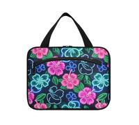 sanluoli Summer Neon Hibiscus Frangipani Flower hangingarge hanging travel toiletry bag with hook, designer compact bag for toiletries for traveling women cruises estuche de maquillaje para mujer