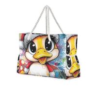 sanluoli Sweet Cayuga Duck Portable Tote Bag Beach with side pocketes Bags With Zipper for Travel Gym Vacation