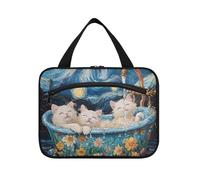 sanluoli Sweet Selkirk Rex Cats Retro Bathtub hanging shaving kit travel bag with hook, designer foldable makeup bag for car for travel essentials for women backpacking bolso de para mujer, sweet