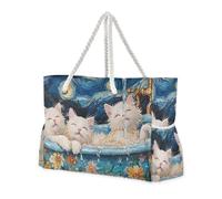 sanluoli Sweet Selkirk Rex Cats Retro Bathtub Portable Travel Duffel Bag, Sports with side pocketes Bags For Work for Pool Gym Grocery Travel