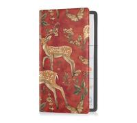 sanluoli Sweet Sika Deer Red Pu Leather Auto Registration Insurance & ID Card Holder Vehicle Glove Box for Documents, Cards, License
