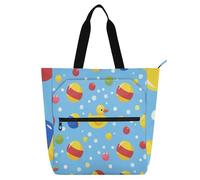 sanluoli The Duckling in The Bath Kids Book Tote for Kids Students Adults, Gothic Water-resistant School Beach Bag Shopping Bag with Zipper for College Shopping Beach Rainbow school supplies