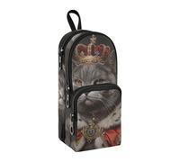 sanluoli The Grey Cat King Fun Nylon 3 Compartments Pencil Bag For Teens Multi-purpose and aesthetic Pencil Cases For Girls Stationery for Adolescents School supplies 1600ml