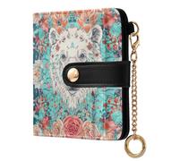 sanluoli Trendy Ladies Classic Foldable Wallet Cute PU Leather Bifold Wallet for Women-Boho Polar Bear