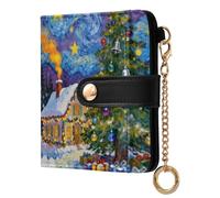 sanluoli Trendy Ladies Classic Foldable Wallet Unique Premium PU Leather Wallet for Women-Merry Christmas Starry Night