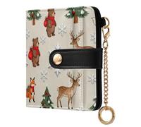 sanluoli Trendy Ladies Lightweight Foldable Wallet Waterproof PU Leather Bifold Wallet for Men Women Travel-Merry Christmas Animals Bears Beige