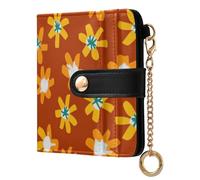 sanluoli Trendy Women's Folding Wallet With Card Slots Convenient Minimalist PU Leather Wallet for Men Women Travel-Red Art Sunflower