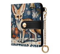 sanluoli Trendy Women's Folding Wallet With Card Slots Unique PU Leather Folding Wallet for Women Boys Girls-Fox Merry Christmas Blue Plaid